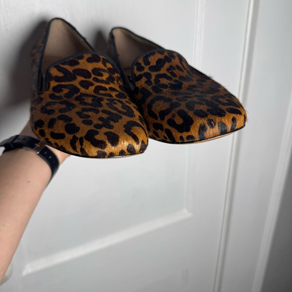 Banana Republic Leopard Cheetah Print Calf Hair Smoking Slipper Heel Size 9 - Picture 6 of 12